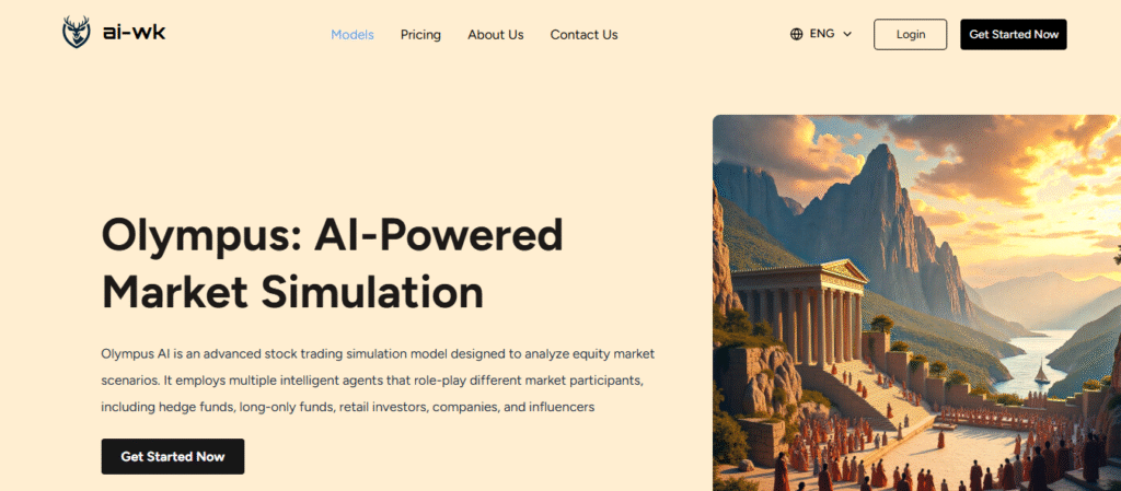 Poster of Olympus AI, an ai work model for Olympus AI: AI Stock Market Simulator